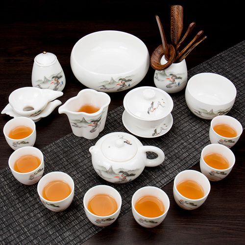 白瓷茶具套装家用陶瓷整套功夫喝茶杯盖碗茶壶茶杯泡茶器