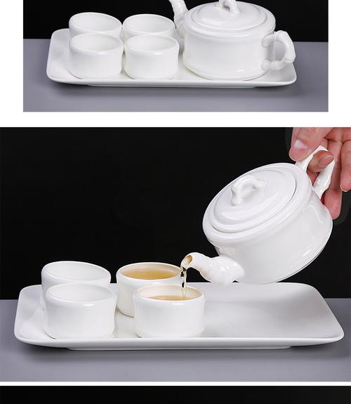 新中式创意茶具套装 功夫茶具 茶壶茶杯 骨瓷茶道带托盘定制logo